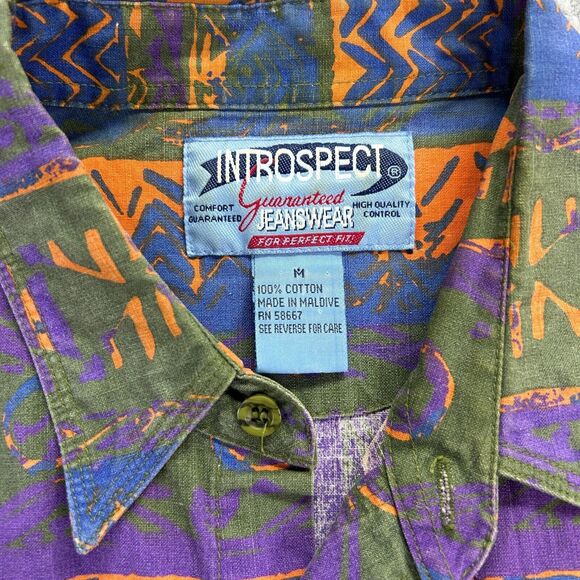 Introspect Mens Multicolor Geometric Cotton Collared Button Down Shirt Medium - Picture 3 of 7